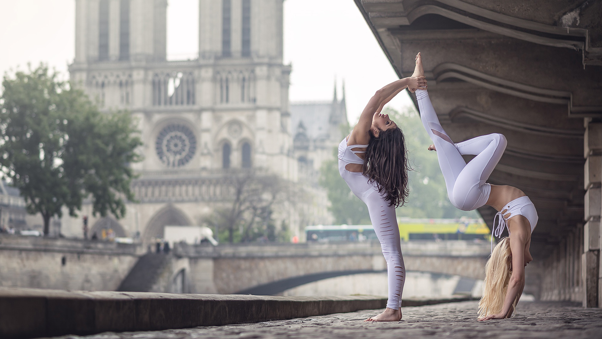 Dancers on the Notre Dame background
