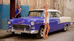 Blonde model in Cuba Havana