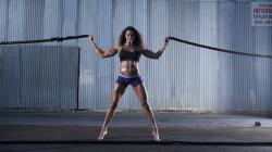 Fit woman trx rope training