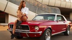 Mustang and blonde model